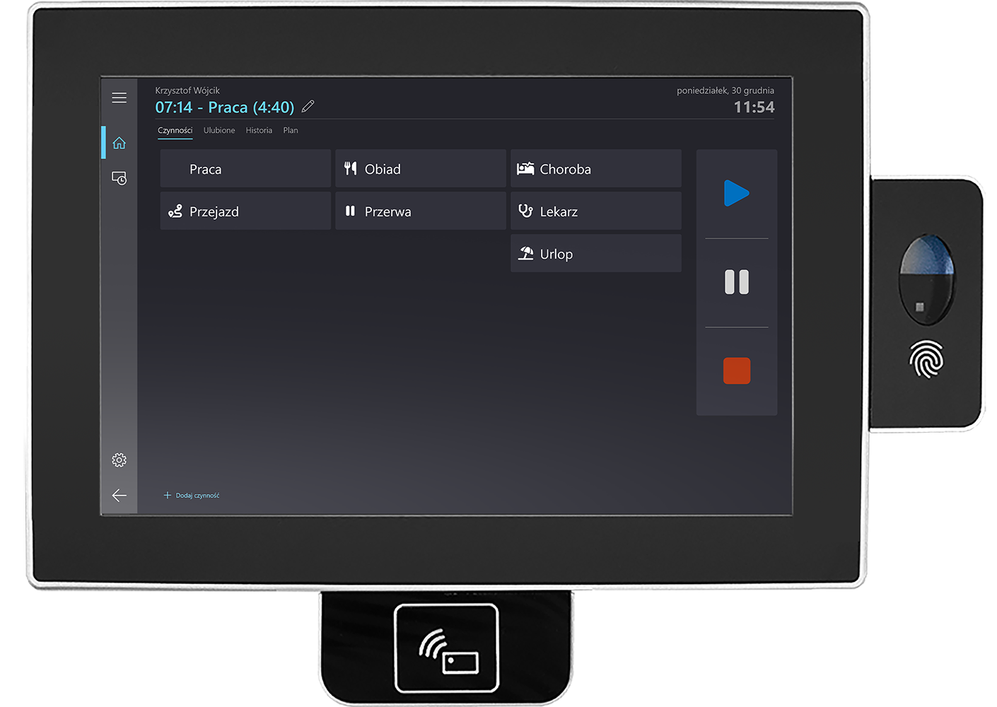 Attendance terminal for permanent workplaces